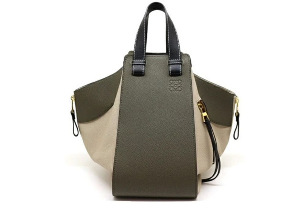 Loewe Hammock Handbag Khaki Green Ivory White Calfskin